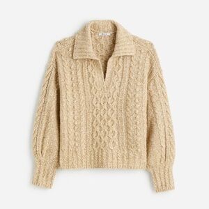 Madewell Cotton Merino Cable Knit Sweater in Sand